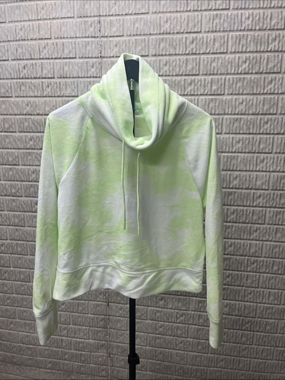 Old Navy Light Lime and White Cowl Neck Pullover Hoodie